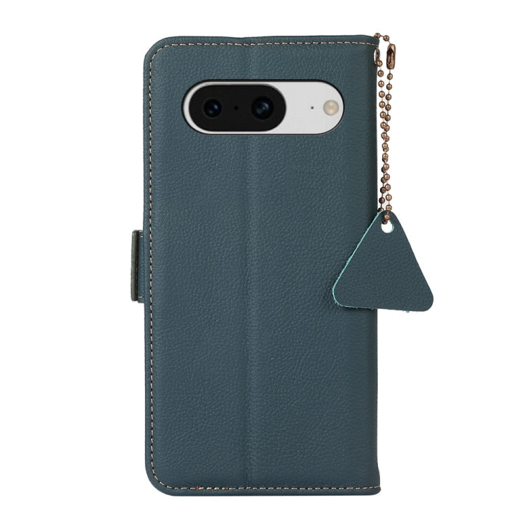For Google Pixel 8 Side-Magnetic TJ Genuine Leather RFID Phone Case(Green)