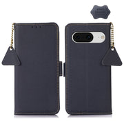 For Google Pixel 8 Side-Magnetic TJ Genuine Leather RFID Phone Case(Blue)