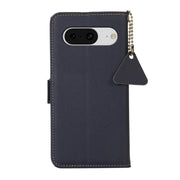 For Google Pixel 8 Side-Magnetic TJ Genuine Leather RFID Phone Case(Blue)