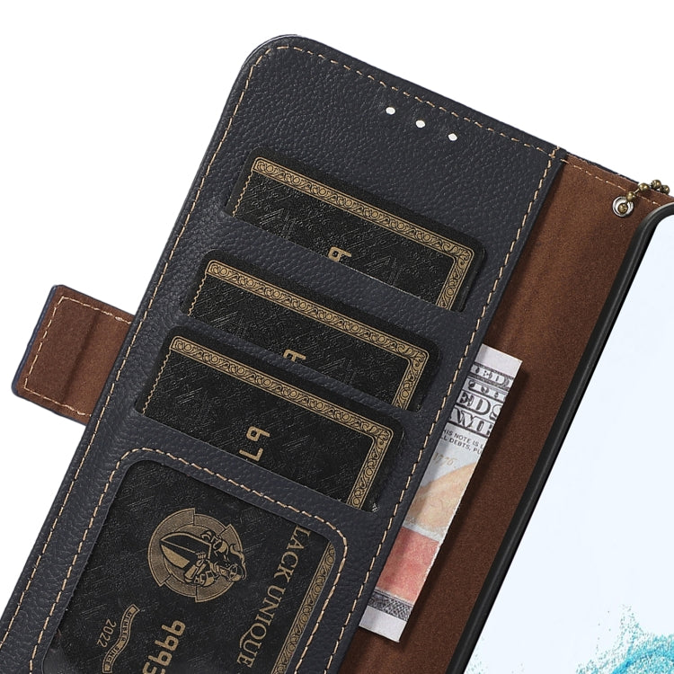 For Google Pixel 8 Side-Magnetic TJ Genuine Leather RFID Phone Case(Blue)