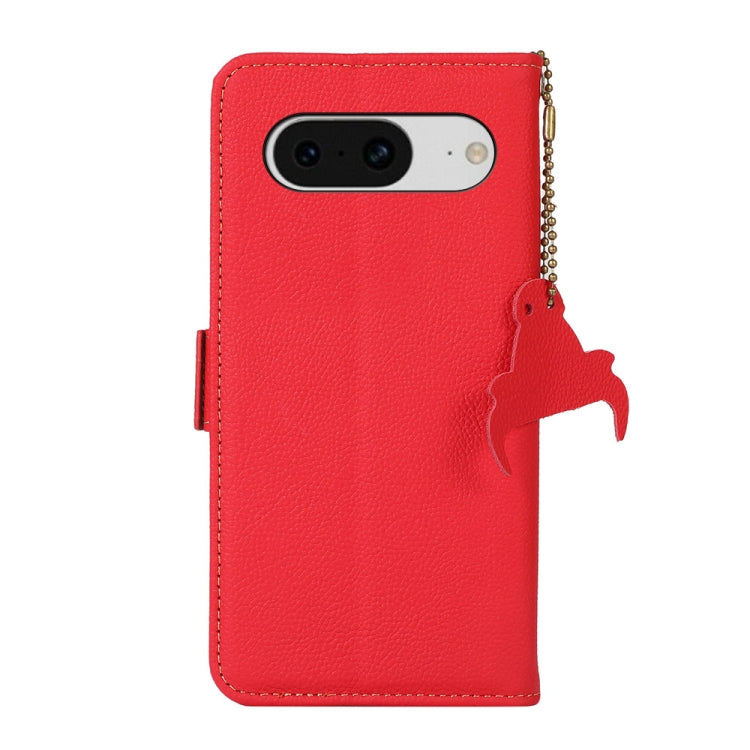 For Google Pixel 8 Side-Magnetic TJ Genuine Leather RFID Phone Case(Red)