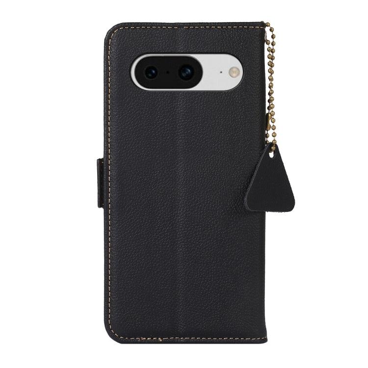 For Google Pixel 8 Side-Magnetic TJ Genuine Leather RFID Phone Case(Black)
