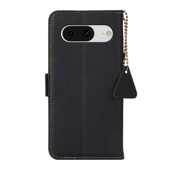 For Google Pixel 8 Side-Magnetic TJ Genuine Leather RFID Phone Case(Black)