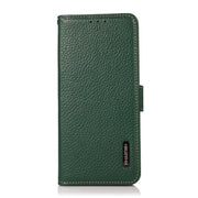 For Nokia C12 4G KHAZNEH Side-Magnetic Litchi Genuine Leather RFID Phone Case(Green)