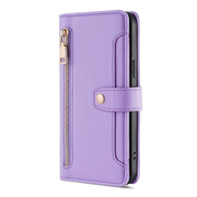 For Tecno Pop 6 Pro Sheep Texture Cross-body Zipper Wallet Leather Phone Case(Purple)