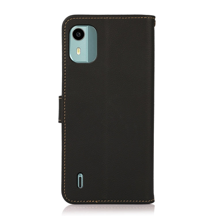 For Nokia C12 4G KHAZNEH Custer Genuine Leather RFID Phone Case(Black)