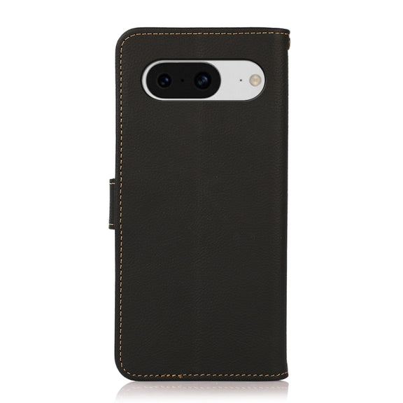 For Google Pixel 8 KHAZNEH Custer Genuine Leather RFID Phone Case(Black)