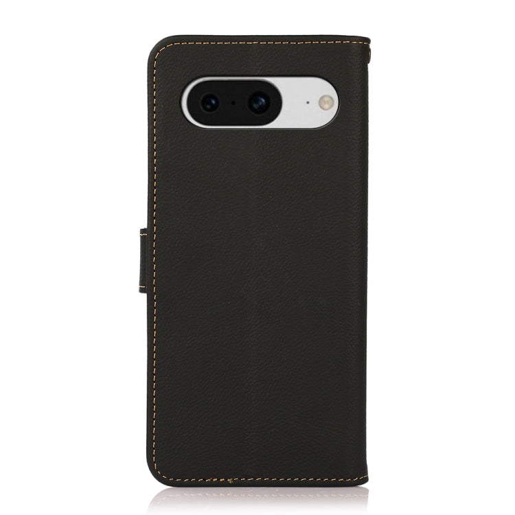 For Google Pixel 8 KHAZNEH Custer Genuine Leather RFID Phone Case(Black)