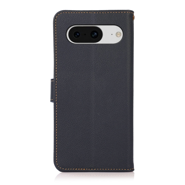 For Google Pixel 8 KHAZNEH Custer Genuine Leather RFID Phone Case(Blue)