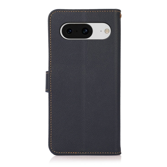 For Google Pixel 8 KHAZNEH Custer Genuine Leather RFID Phone Case(Blue)