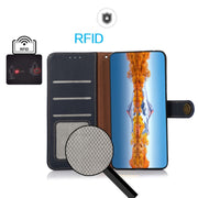 For Google Pixel 8 KHAZNEH Custer Genuine Leather RFID Phone Case(Blue)