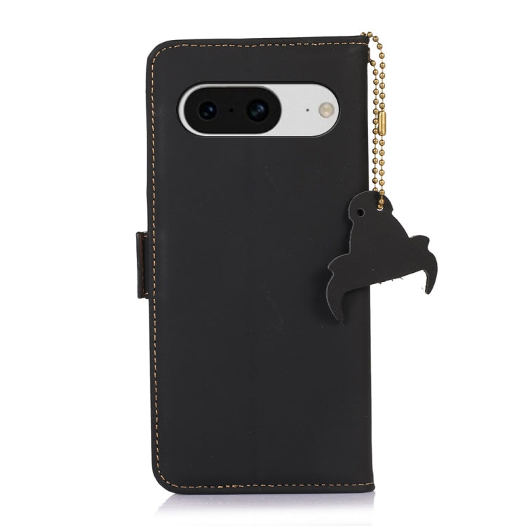 For Google Pixel 8 Genuine Leather Magnetic RFID Leather Phone Case(Black)
