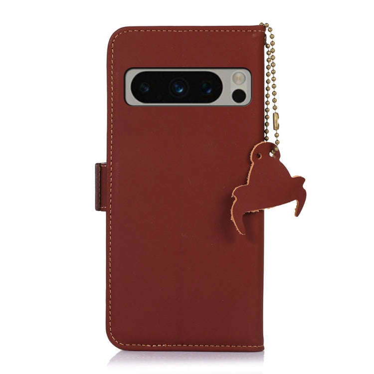 For Google Pixel 8 Pro Genuine Leather Magnetic RFID Leather Phone Case(Coffee)