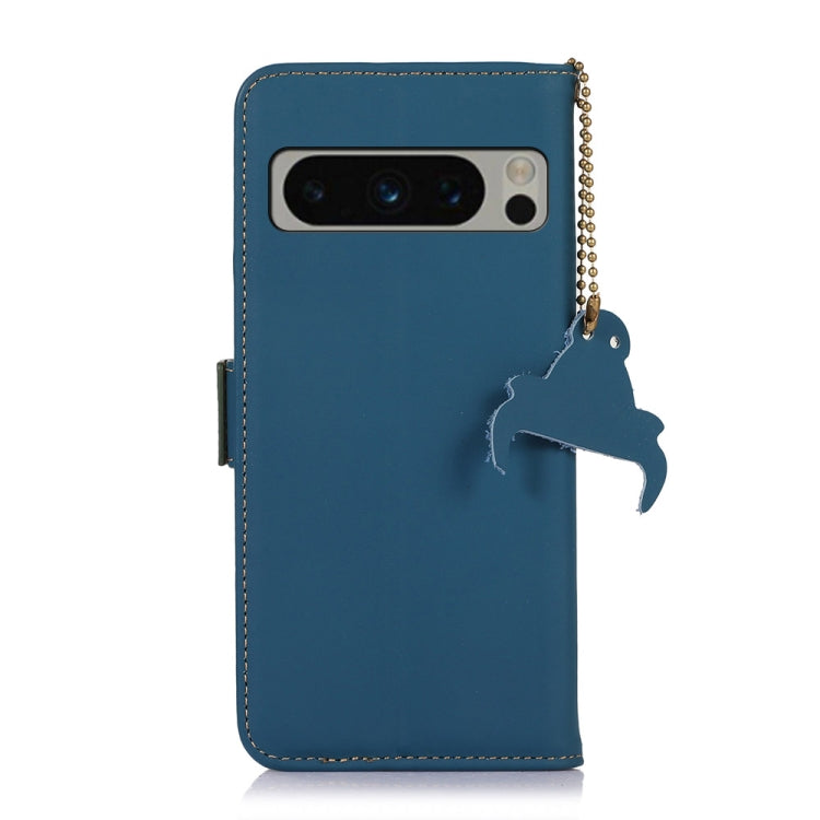 For Google Pixel 8 Pro Genuine Leather Magnetic RFID Leather Phone Case(Blue)