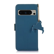 For Google Pixel 8 Pro Genuine Leather Magnetic RFID Leather Phone Case(Blue)