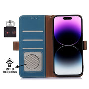 For Google Pixel 8 Pro Genuine Leather Magnetic RFID Leather Phone Case(Blue)