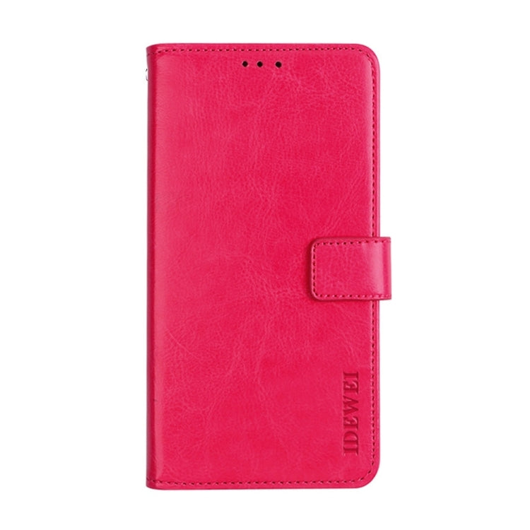For Blackview A85 idewei Crazy Horse Texture Leather Phone Case with Holder(Rose Red)