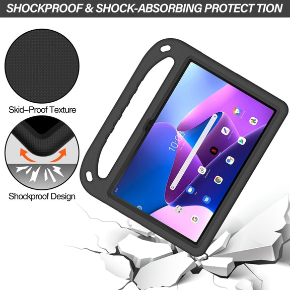 For Lenovo Tab M10 3rd Gen Handle EVA Shockproof Tablet Case with Holder(Black)