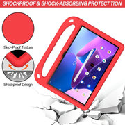 For Lenovo Tab M10 3rd Gen Handle EVA Shockproof Tablet Case with Holder(Red)