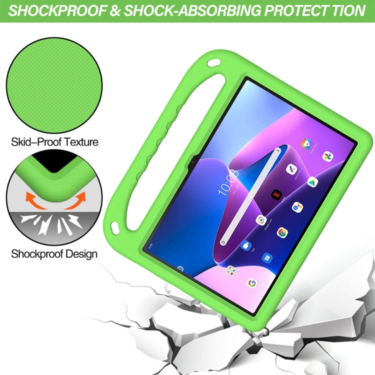 For Lenovo Tab M10 3rd Gen Handle EVA Shockproof Tablet Case with Holder(Green)