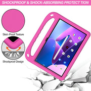 For Lenovo Tab M10 3rd Gen Handle EVA Shockproof Tablet Case with Holder(Rose Red)