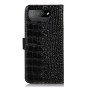 For Asus ROG Phone 7 Crocodile Top Layer Cowhide Leather Phone Case(Black)