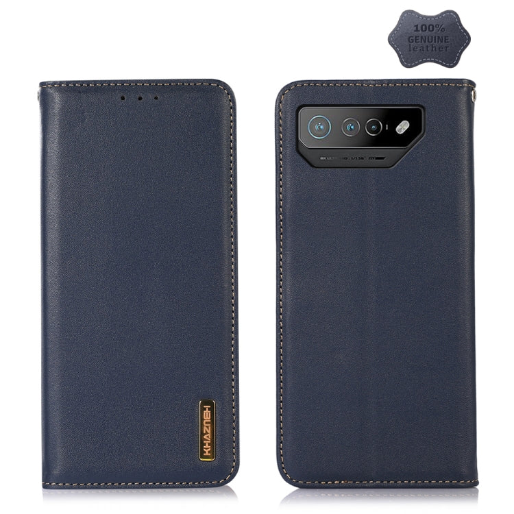 For Asus ROG Phone 7 KHAZNEH Nappa Top Layer Cowhide Leather Phone Case(Blue)