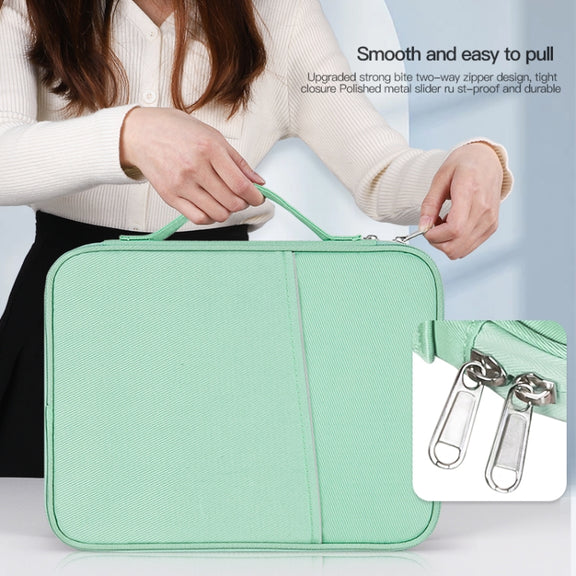 For 12.9-13 inch Laptop Portable Cloth Texture Leather Bag(Green)