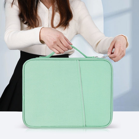 For 12.9-13 inch Laptop Portable Cloth Texture Leather Bag(Green)