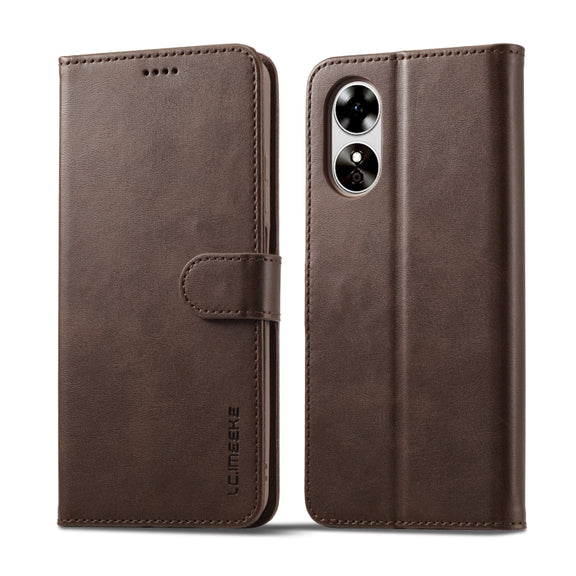 For OPPO A78 5G Global LC.IMEEKE Calf Texture Horizontal Flip Leather Case(Brown)