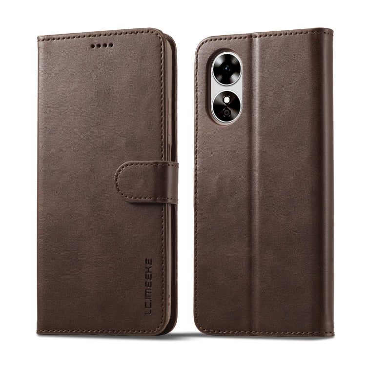 For OPPO A78 5G Global LC.IMEEKE Calf Texture Horizontal Flip Leather Case(Brown)