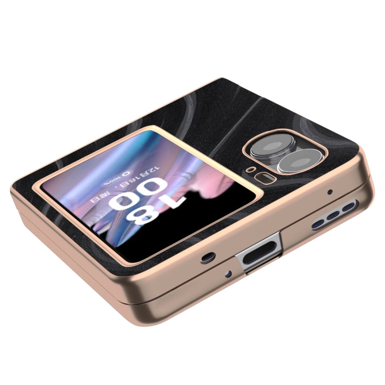 For OPPO Find N2 Flip Nano Electroplating Galactic Pattern Protective Phone Case(Black)