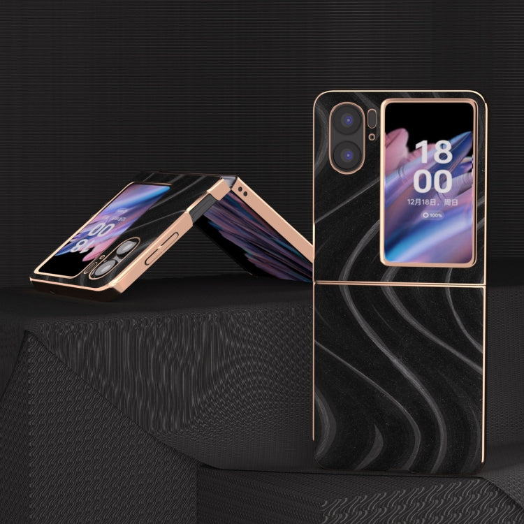 For OPPO Find N2 Flip Nano Electroplating Galactic Pattern Protective Phone Case(Black)