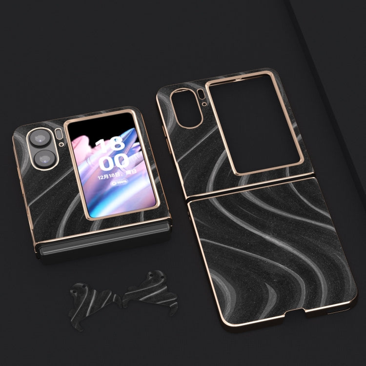 For OPPO Find N2 Flip Nano Electroplating Galactic Pattern Protective Phone Case(Black)