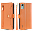 For Nokia C12 Sheep Texture Cross-body Zipper Wallet Leather Phone Case(Orange) - Nokia Cases by PMC TechLife | Online Shopping South Africa | PMC TechLife | Buy Now Pay Later Mobicred