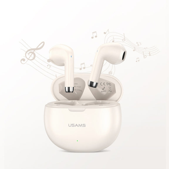 USAMS YO17 TWS Half In-Ear Wireless Bluetooth Earphone(Beige)