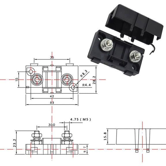 4 in 1 ANS-H Car Fuse Holder Fuse Box, Current:40/50A