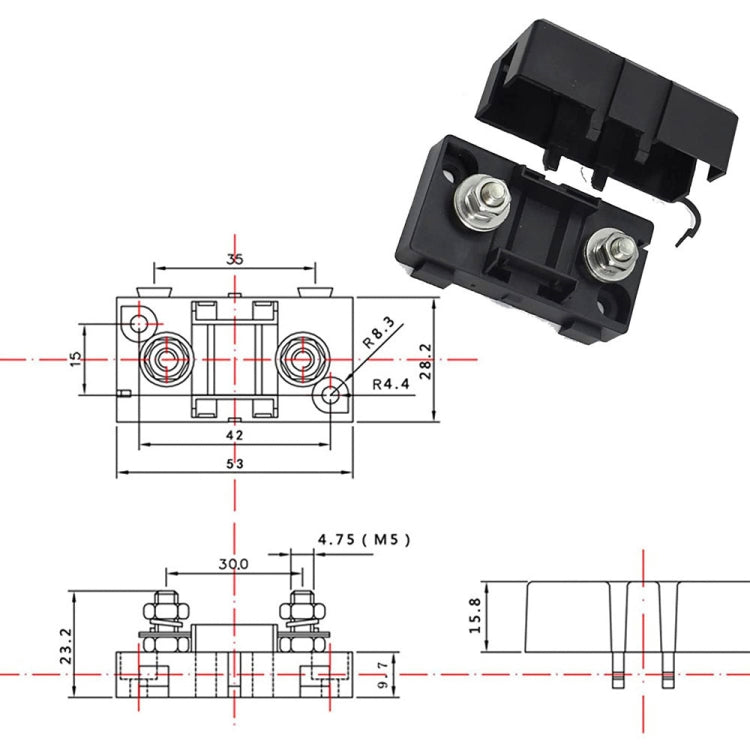 4 in 1 ANS-H Car Fuse Holder Fuse Box, Current:120A