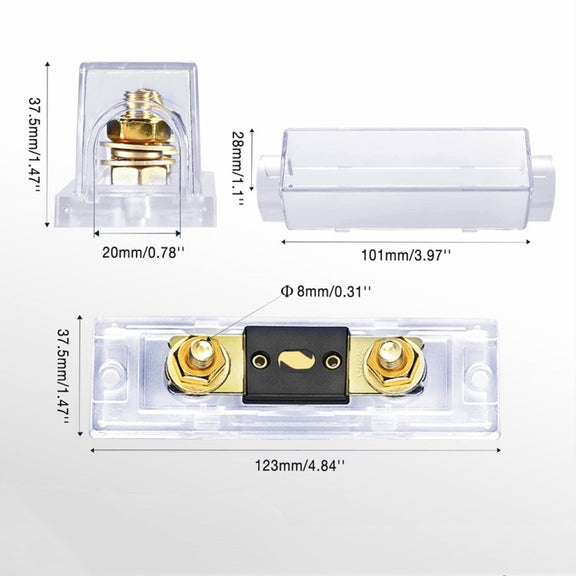 2 in 1 ANL Car Fuse Holder Electrical Protection Insulating Cover, Current:300A