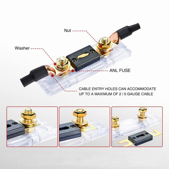 2 in 1 ANL Car Fuse Holder Electrical Protection Insulating Cover, Current:300A
