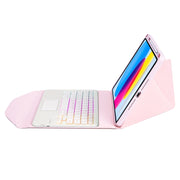 Z10B-AS For iPad 10th Gen 10.9 2022 Pen Slot Touchpad Backlight Bluetooth Keyboard Leather Tablet Case(Pink)