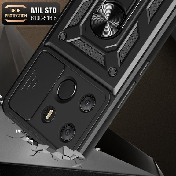 For Tecno Pop 7 Pro / Spark Go 2023 Sliding Camera Cover Design TPU+PC Protective Case(Black)