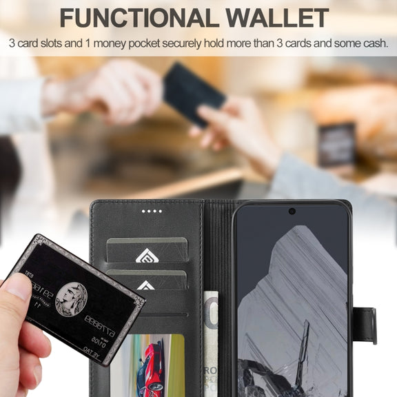 For Google Pixel 9 Pro XL LC.IMEEKE Calf Texture Flip Leather Phone Case(Black)