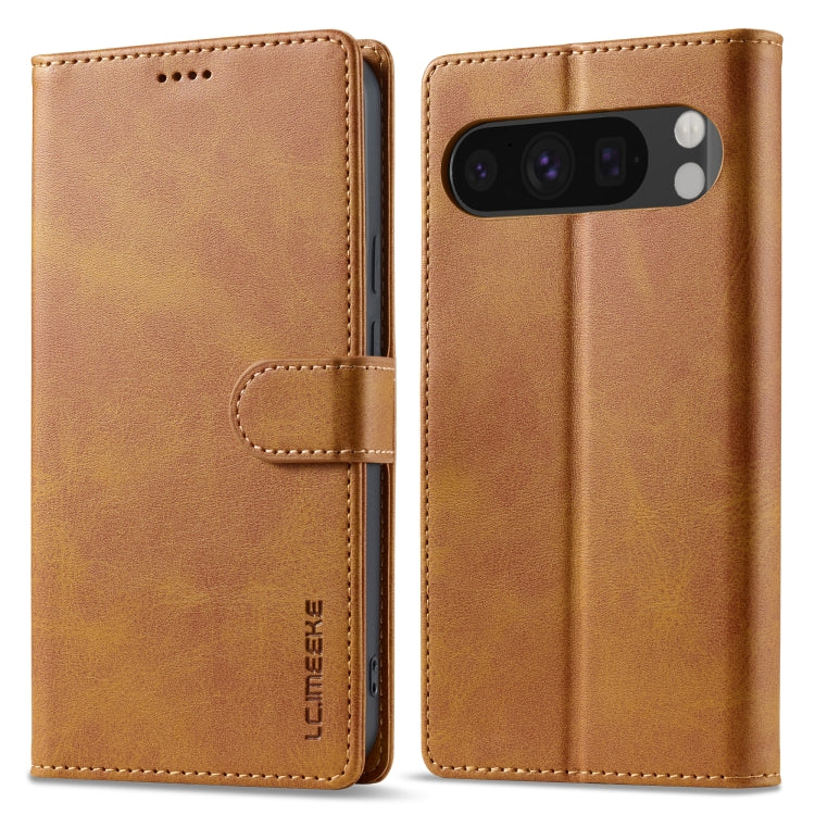 For Google Pixel 9 Pro XL LC.IMEEKE Calf Texture Flip Leather Phone Case(Yellow)