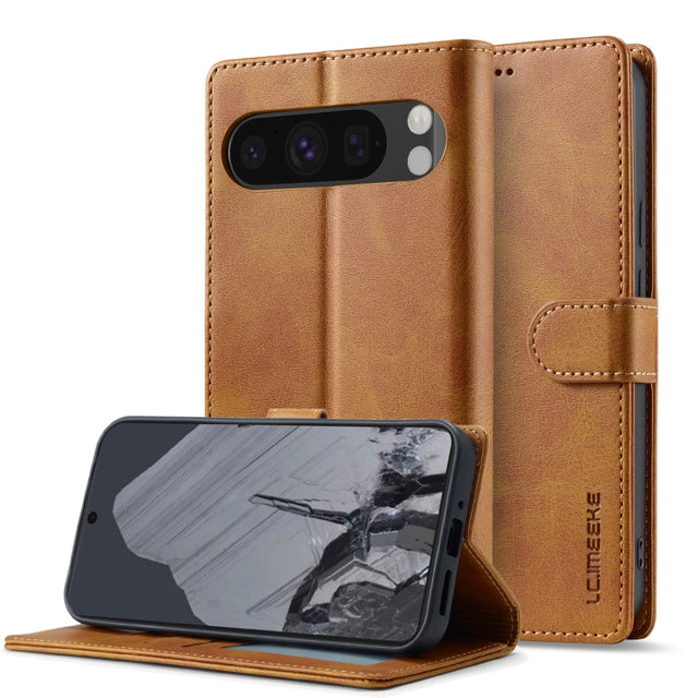 For Google Pixel 9 Pro XL LC.IMEEKE Calf Texture Flip Leather Phone Case(Yellow)