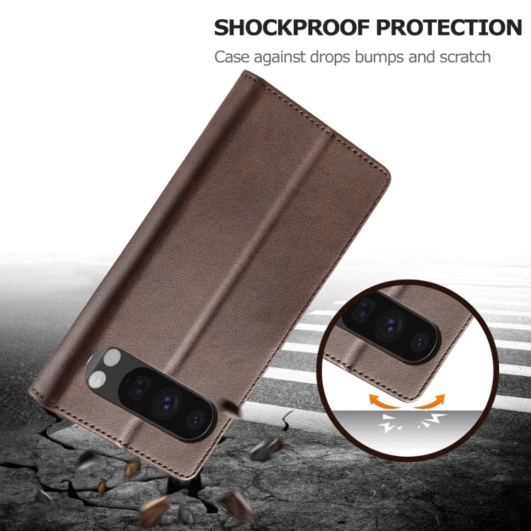 For Google Pixel 9 / 9 Pro LC.IMEEKE Calf Texture Flip Leather Phone Case(Brown)