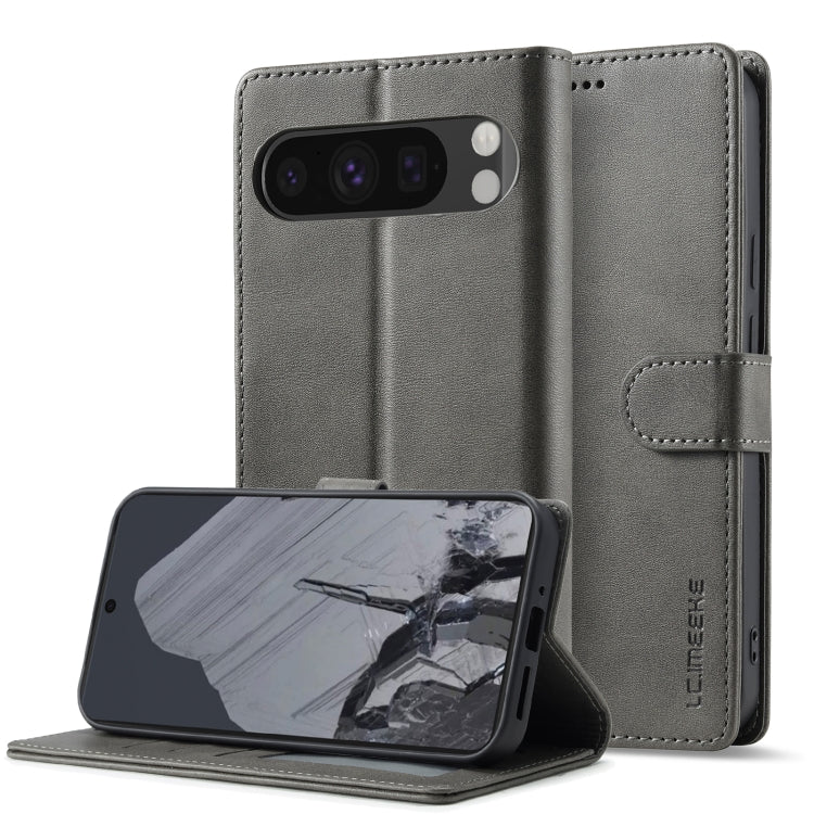 For Google Pixel 9 / 9 Pro LC.IMEEKE Calf Texture Flip Leather Phone Case(Grey)