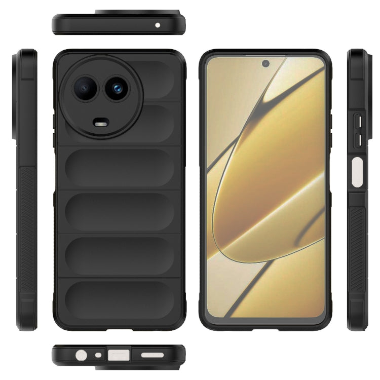 For Realme 11 5G Global Magic Shield TPU + Flannel Phone Case(Black)