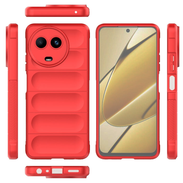 For Realme 11 5G Global Magic Shield TPU + Flannel Phone Case(Red)