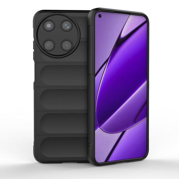 For Realme 11 4G Global Magic Shield TPU + Flannel Phone Case(Black)